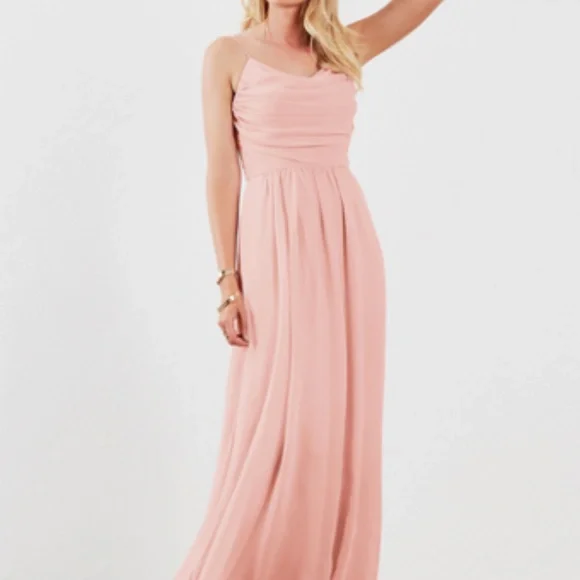 green emerald velvet dress Blush Pink Off the Shoulder Bridesmaid Dress with Slit – FancyVestido main image 0